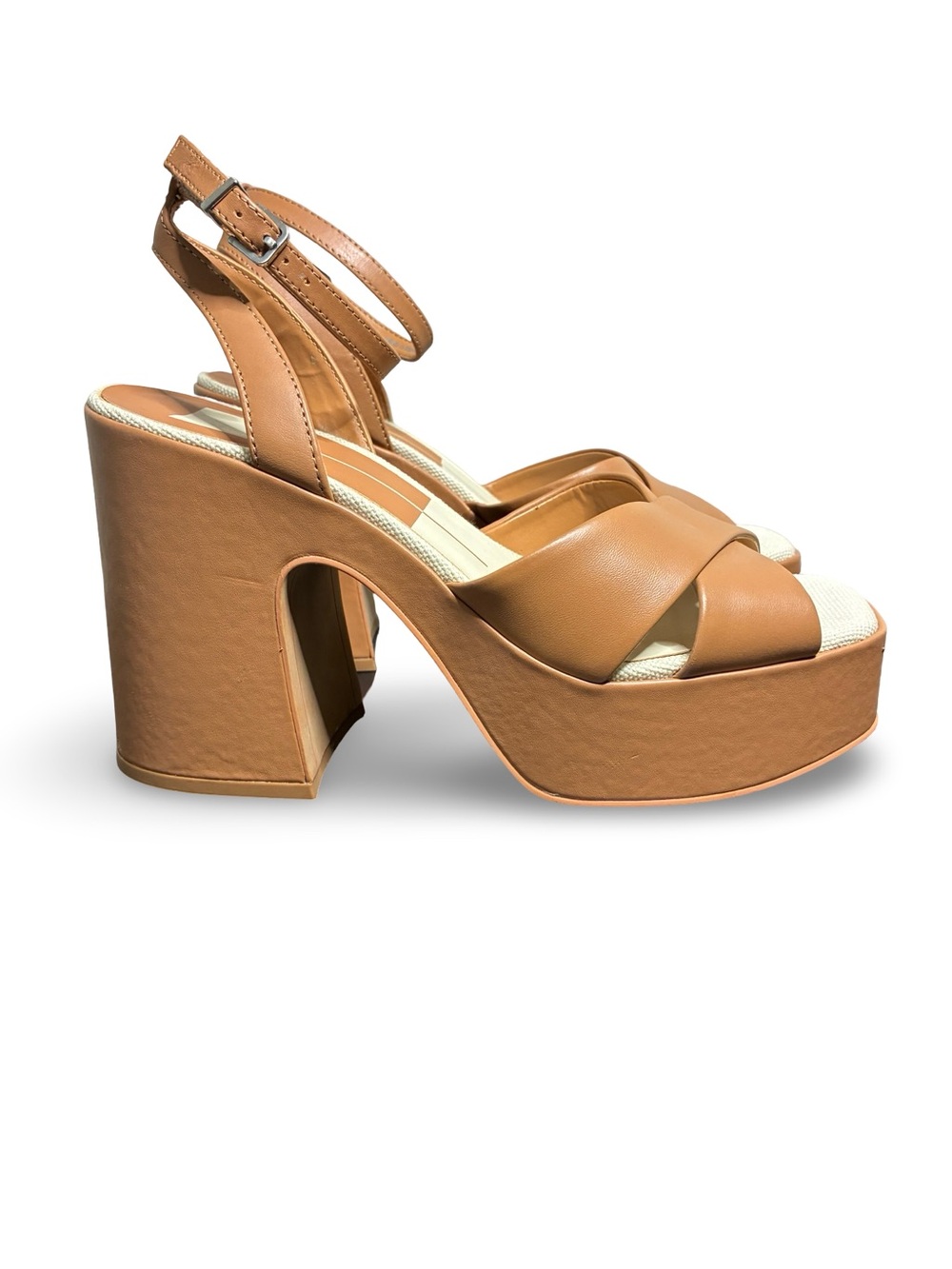 DV by Dolce Vita Cognac Platform Sandals with Ankle Strap